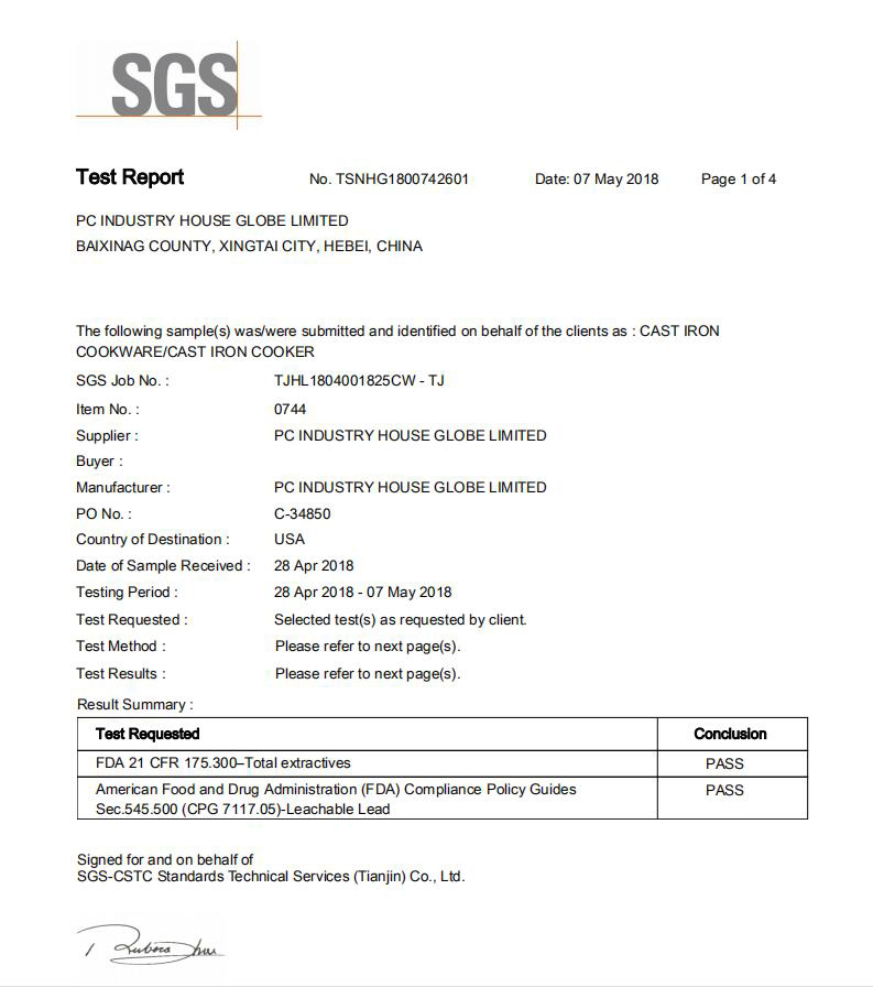 FDA CERTIFICATE